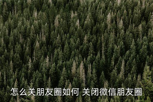 怎么關朋友圈如何 關閉微信朋友圈