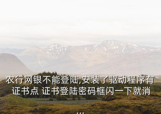 農行網銀不能登陸,安裝了驅動程序有 證書點 證書登陸密碼框閃一下就消...
