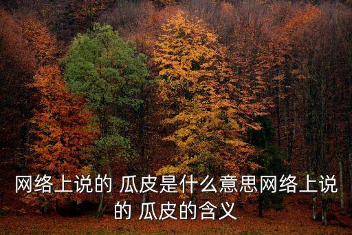 網絡上說的 瓜皮是什么意思網絡上說的 瓜皮的含義