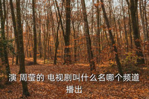 演 周瑩的 電視劇叫什么名哪個頻道播出