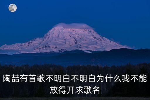 陶喆有首歌不明白不明白為什么我不能放得開求歌名