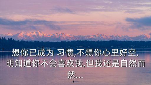 想你已成為 習慣,不想你心里好空,明知道你不會喜歡我,但我還是自然而然...