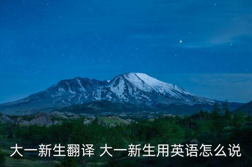 大一新生翻譯 大一新生用英語怎么說