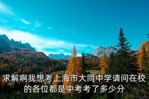 2015 上海市大同中學 高考，求解啊我想考上海市大同中學請問在校的各位都是中考考了多少分