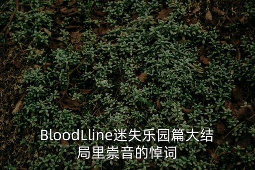 BloodLline迷失樂園篇大結(jié)局里崇音的悼詞