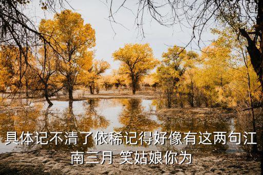 具體記不清了依稀記得好像有這兩句江南三月 笑姑娘你為