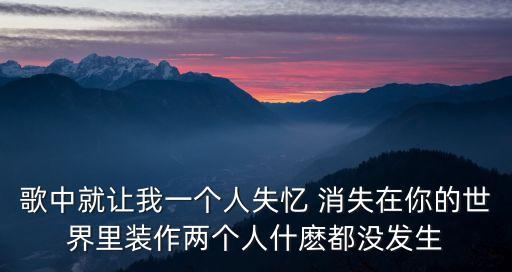 就讓我一個人，就讓我一個人罪一個人飛是什么歌