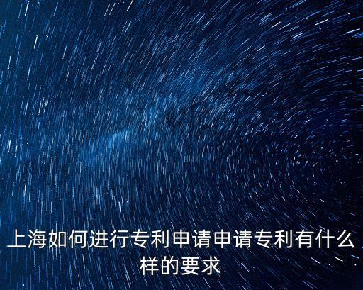 上海如何進(jìn)行專(zhuān)利申請(qǐng)申請(qǐng)專(zhuān)利有什么樣的要求
