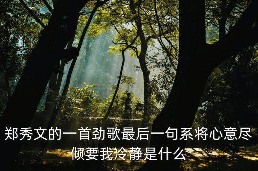 鄭秀文的一首勁歌最后一句系將心意盡傾要我冷靜是什么