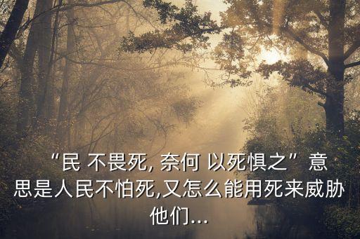 民不畏死奈何以死懼之