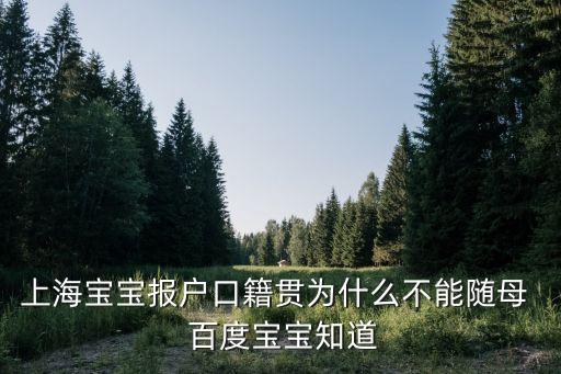 上海寶寶報戶口籍貫為什么不能隨母  百度寶寶知道