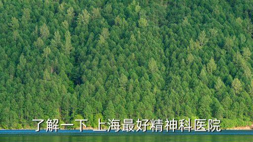 了解一下 上海最好精神科醫院