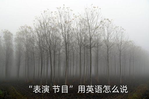 “表演 節(jié)目”用英語怎么說