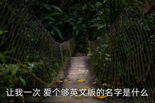 讓我一次 愛個夠英文版的名字是什么