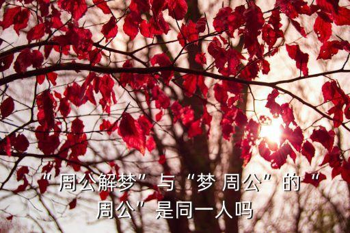 “ 周公解夢”與“夢 周公”的“ 周公”是同一人嗎