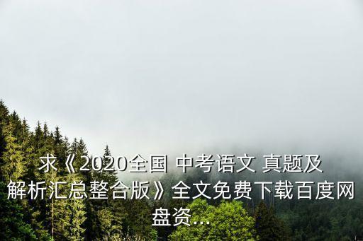 求《2020全國 中考語文 真題及解析匯總整合版》全文免費下載百度網盤資...