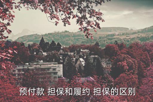  預付款 擔保和履約 擔保的區別