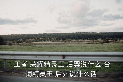  王者 榮耀精靈王 后羿說什么 臺詞精靈王 后羿說什么話