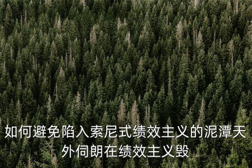 如何避免陷入索尼式績效主義的泥潭天外伺朗在績效主義毀