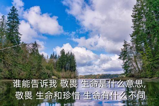 誰能告訴我 敬畏 生命是什么意思, 敬畏 生命和珍惜 生命有什么不同