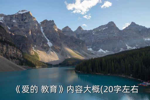 《愛的 教育》內容大概(20字左右