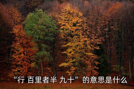 “行 百里者半 九十”的意思是什么