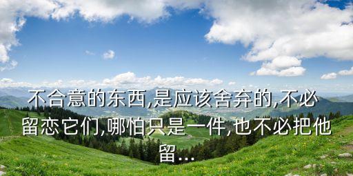 不合意的東西,是應該舍棄的,不必 留戀它們,哪怕只是一件,也不必把他留...