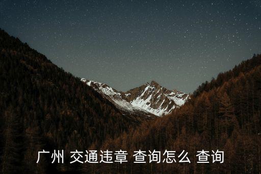 廣州 交通違章 查詢(xún)?cè)趺?查詢(xún)