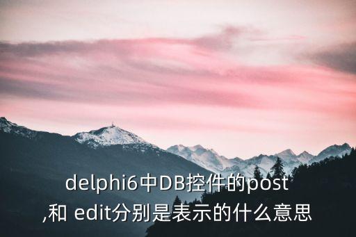 delphi6中DB控件的post,和 edit分別是表示的什么意思