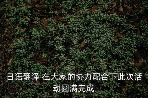 日語翻譯 在大家的協力配合下此次活動圓滿完成