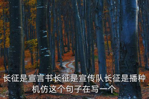 長征是播種機，除了長征是宣傳書長征是宣傳隊長征是播種機長征還是什么 以比