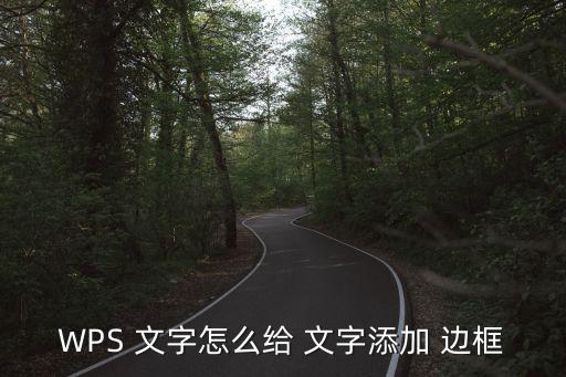 WPS 文字怎么給 文字添加 邊框