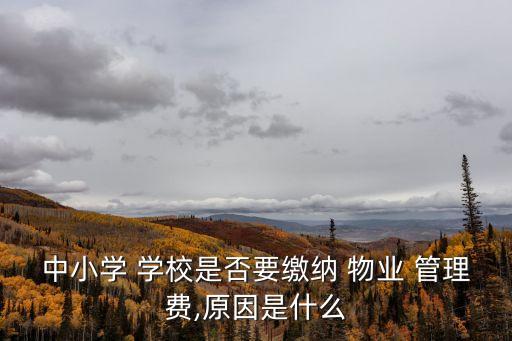 中小學 學校是否要繳納 物業 管理費,原因是什么
