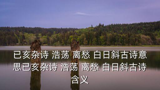 已亥雜詩 浩蕩 離愁 白日斜古詩意思已亥雜詩 浩蕩 離愁 白日斜古詩含義