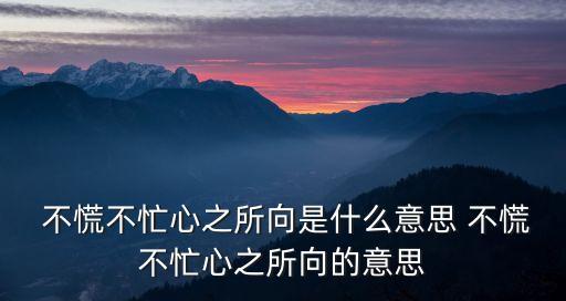 不慌不忙的意思,不慌不忙，中文名:不急不忙很淡定