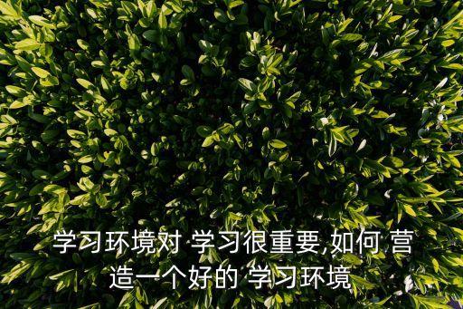  學習環境對 學習很重要,如何 營造一個好的 學習環境