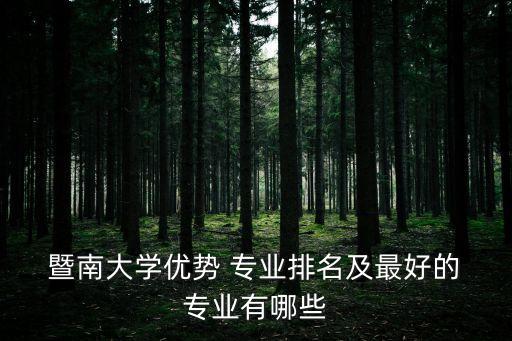  暨南大學優勢 專業排名及最好的 專業有哪些