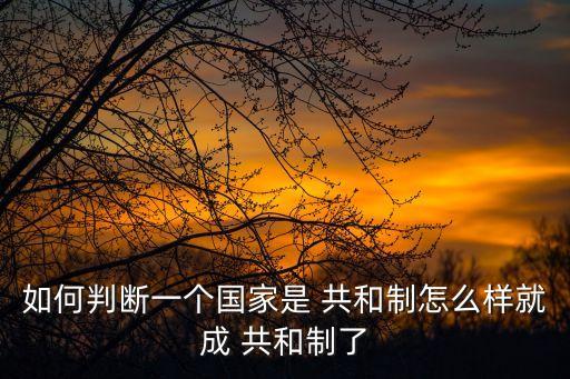 如何判斷一個國家是 共和制怎么樣就成 共和制了