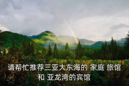 請幫忙推薦三亞大東海的 家庭 旅館和 亞龍灣的賓館