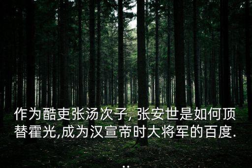 張安世,從宮女到公主張玉貞的結局是什么?