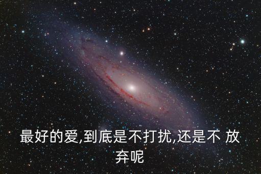 最好的愛,到底是不打擾,還是不 放棄呢