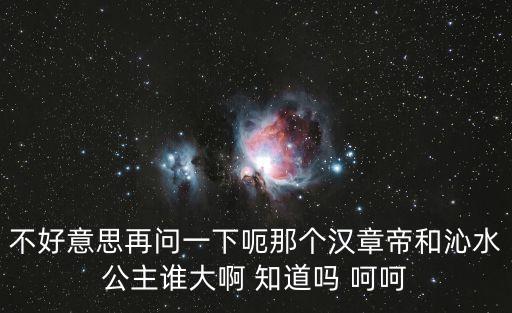 不好意思再問一下呃那個漢章帝和沁水公主誰大啊 知道嗎 呵呵