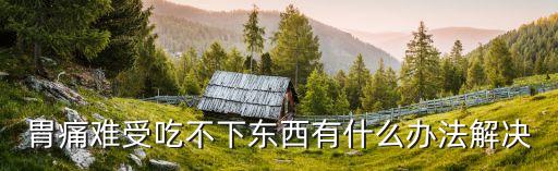 胃痛難受吃不下東西有什么辦法解決