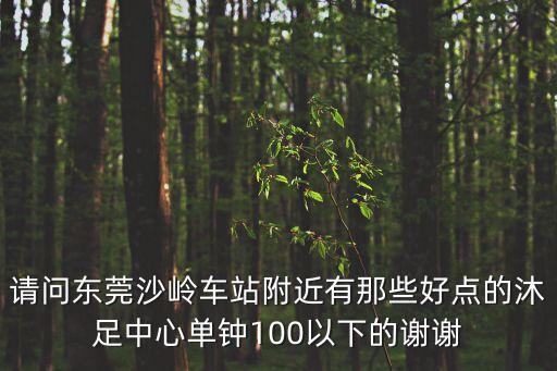 請問東莞沙嶺車站附近有那些好點的沐足中心單鐘100以下的謝謝