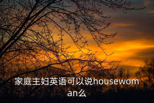 家庭主婦用英語怎么說，家庭主婦英語可以說housewoman么