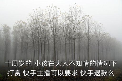 十周歲的 小孩在大人不知情的情況下打賞 快手主播可以要求 快手退款么
