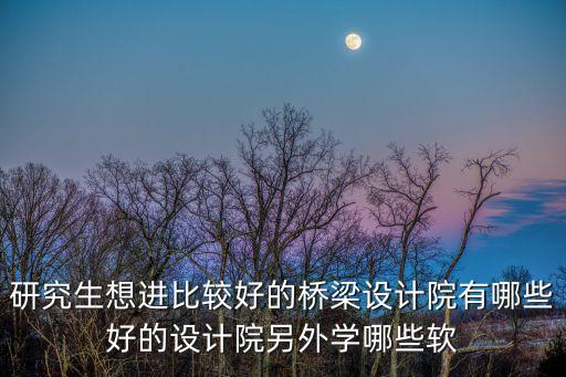 研究生想進比較好的橋梁設(shè)計院有哪些好的設(shè)計院另外學(xué)哪些軟