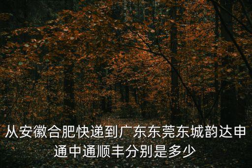 從安徽合肥快遞到廣東東莞東城韻達申通中通順豐分別是多少