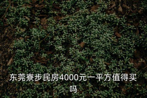 東莞寮步民房4000元一平方值得買嗎