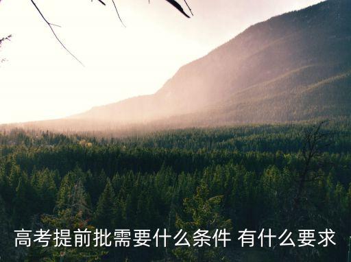 提前批需要什么條件，報提前批有什么要求